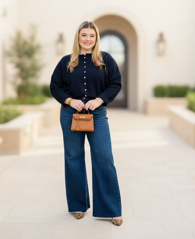 Navy Button Down Cardigan