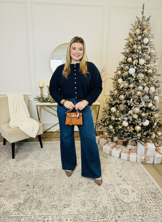 Navy Button Down Cardigan