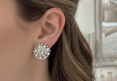 Mini Pearl Cluster Stud Earrings