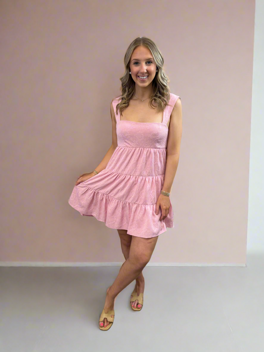 Wide Strap Tiered Mini Dress