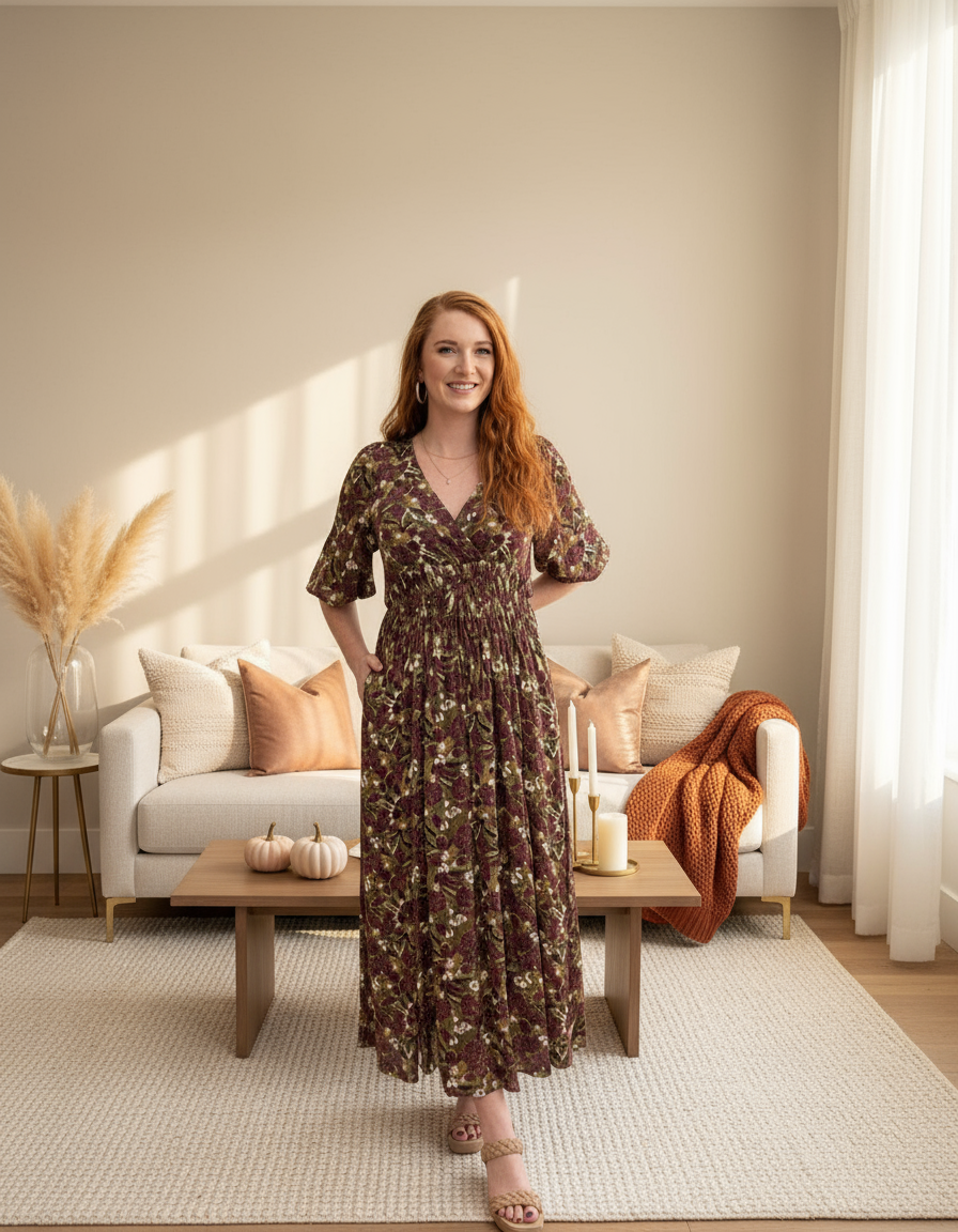 Dark Jewel Pleated Waist Maxi Dress - Jolie Femme Boutique