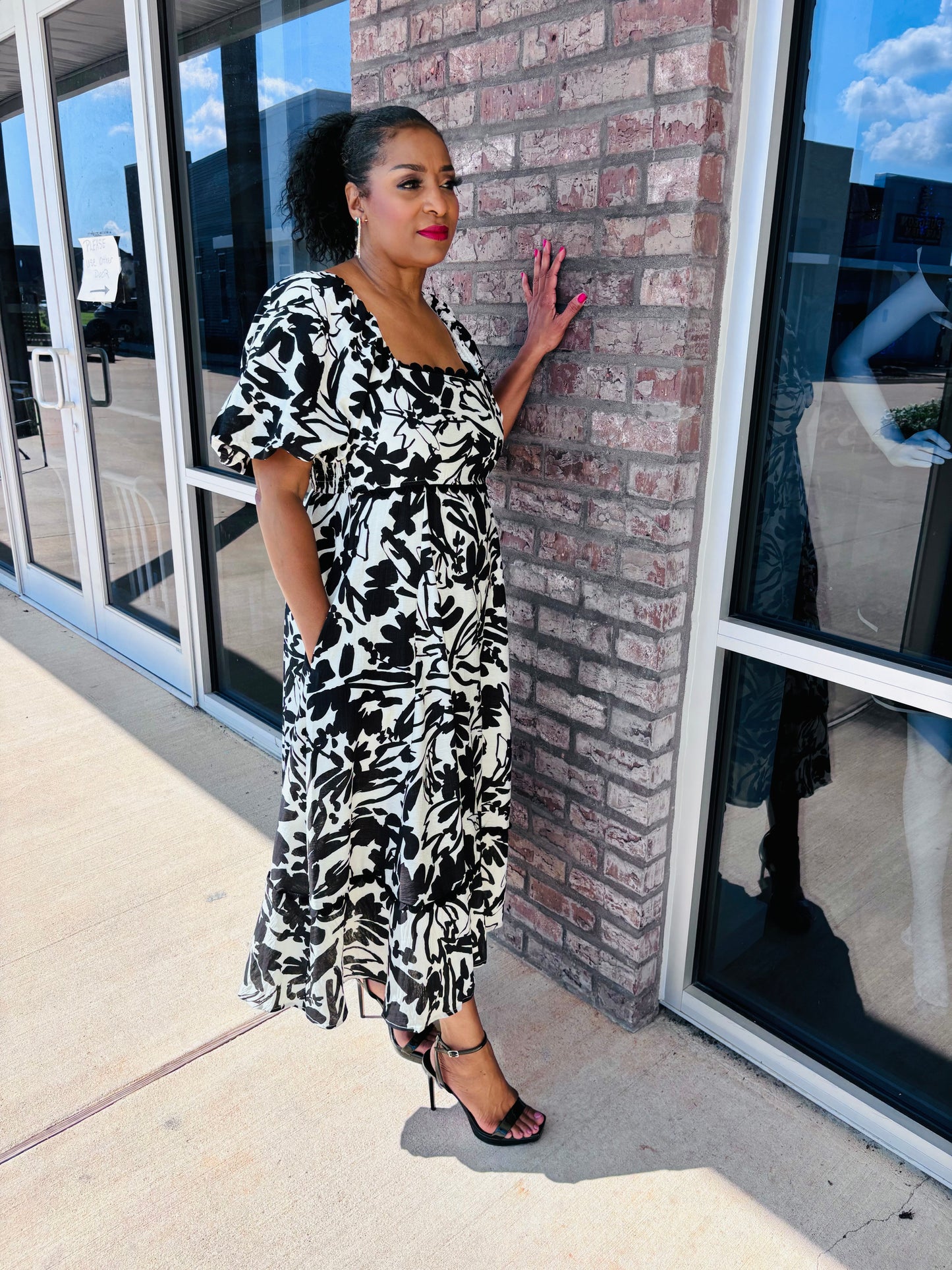 Plus Size Square Neck Midi Dress