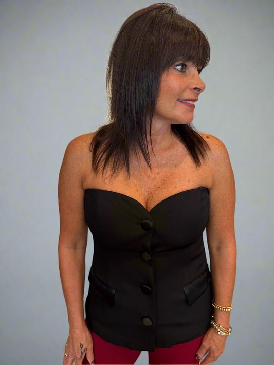 Black Sweetheart Tailored Tube Top