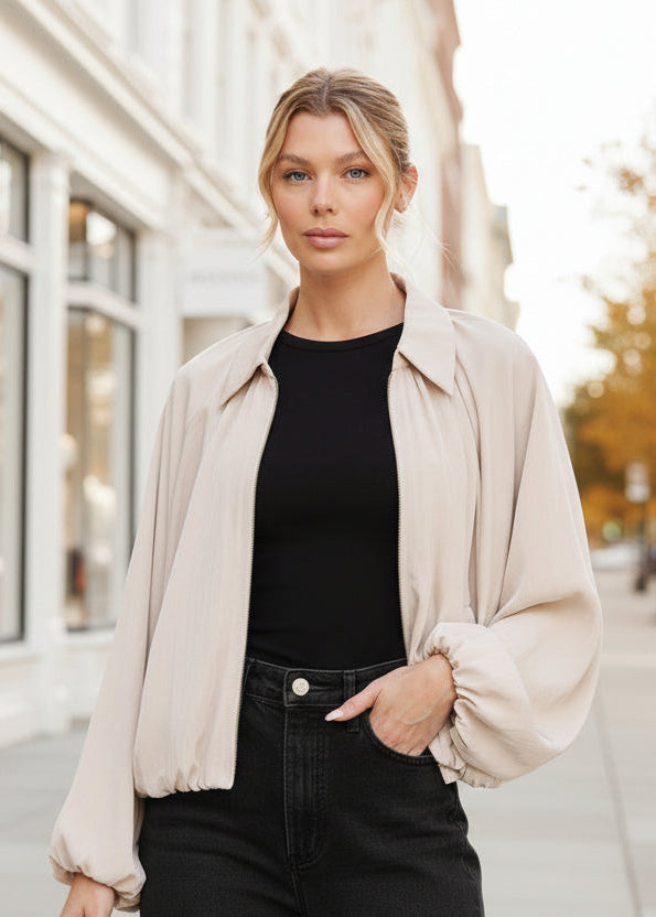 Bone Bubble Zip-Up Jacket