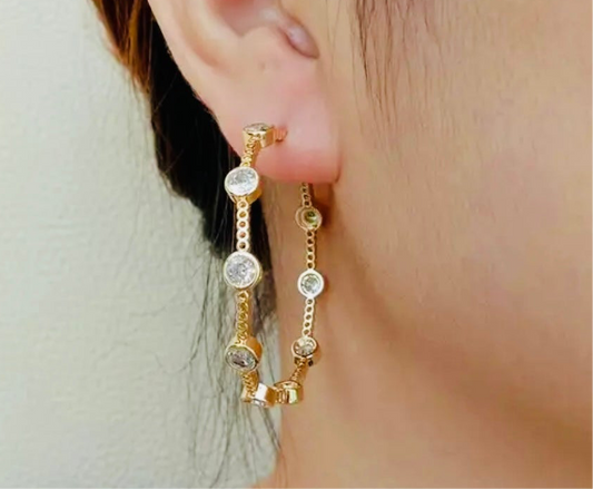 Gold Rhinestone Hoops