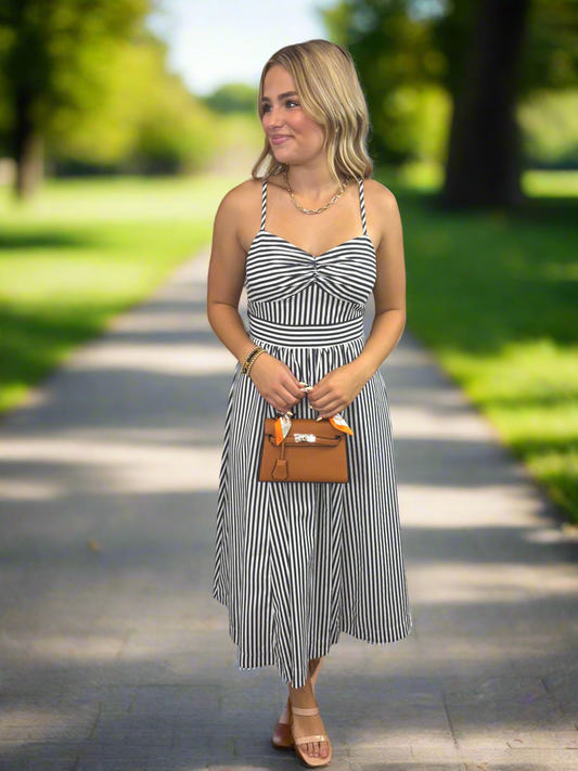 Seaside Stroll Striped Sweetheart Maxi Dress - Jolie Femme Boutique