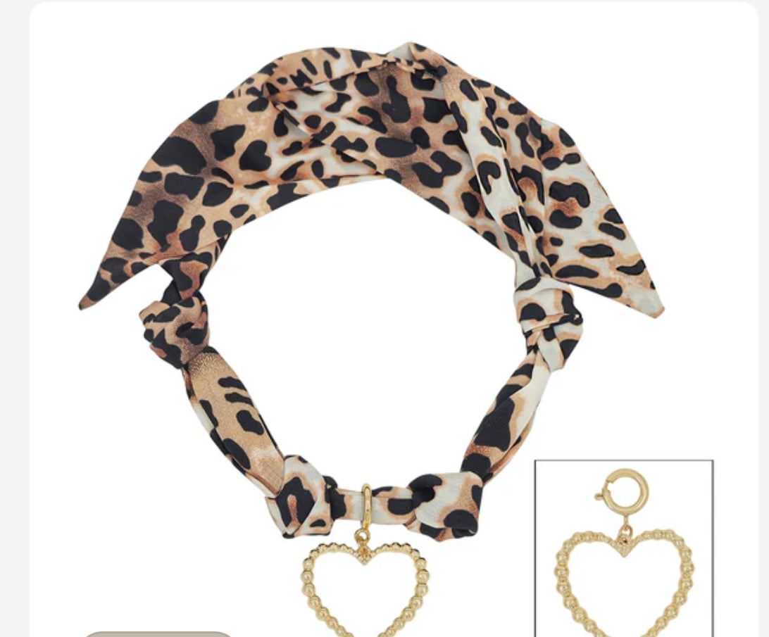 Cheetah Scarf with Open Heart Charm - Jolie Femme Boutique