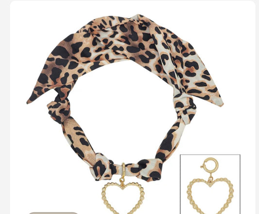Cheetah Scarf with Open Heart Charm