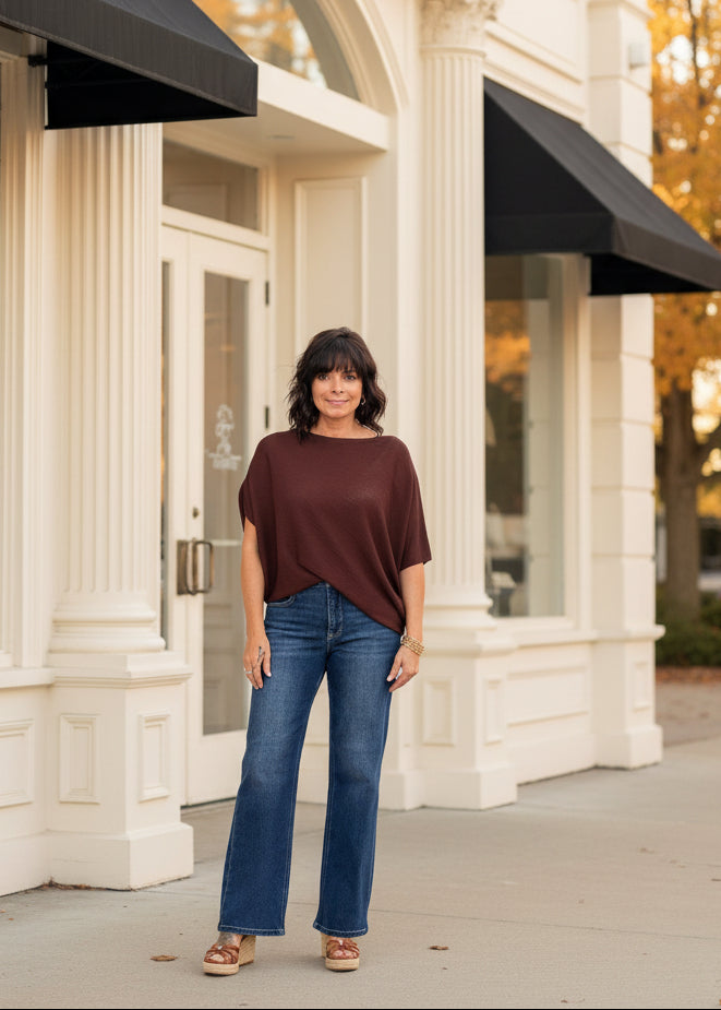 Chocolate Brown Asymmetrical Top