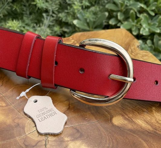 Red Classic Leather Belt