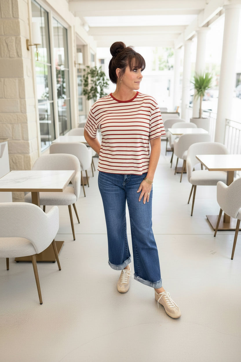 Red Essential Stripe Ringer Tee - Jolie Femme Boutique