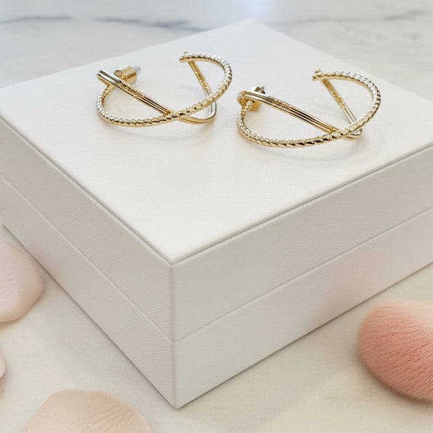 Gold Textured Twisted Earring - Jolie Femme Boutique