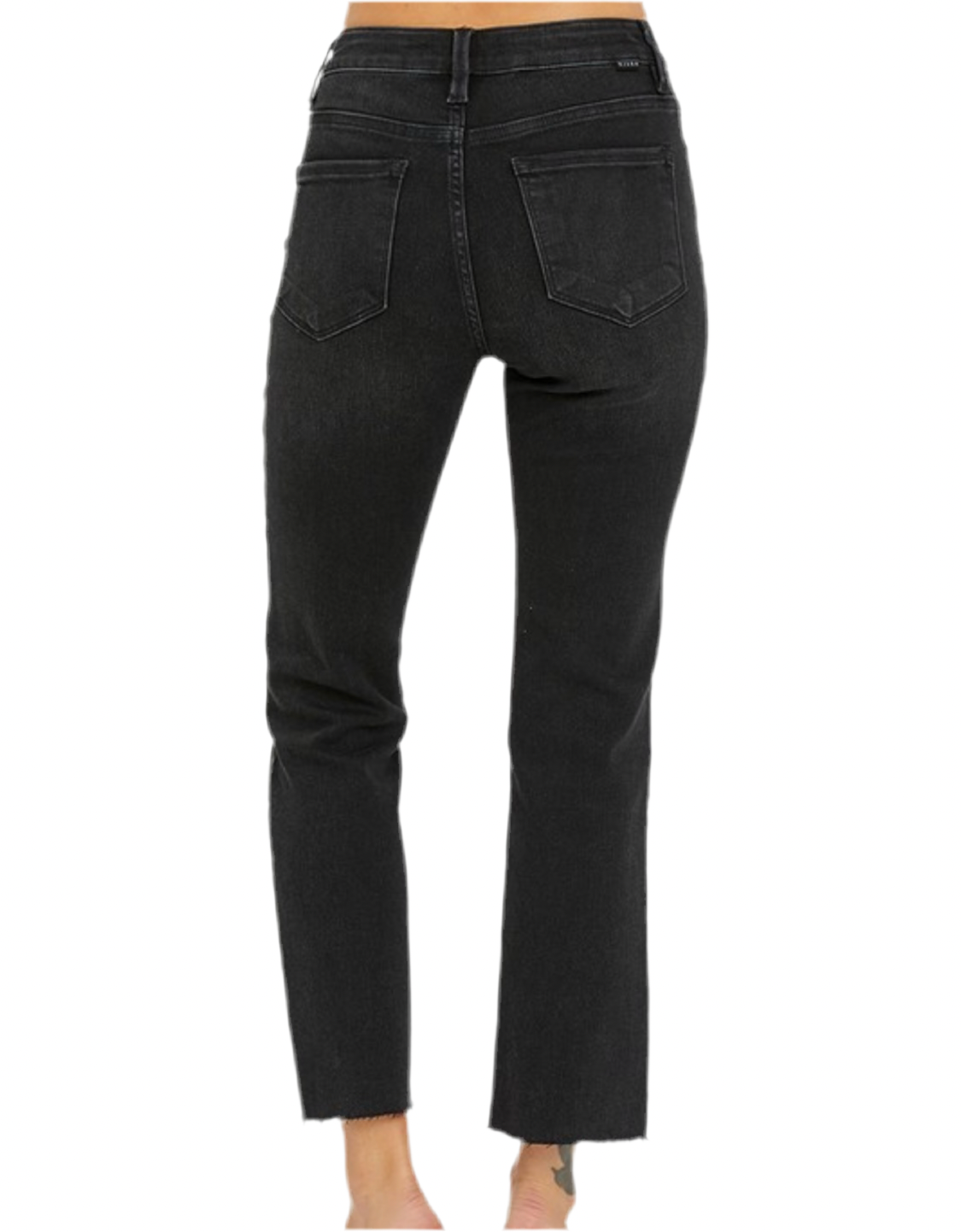 Risen MId Rise Crop Straight Leg Black