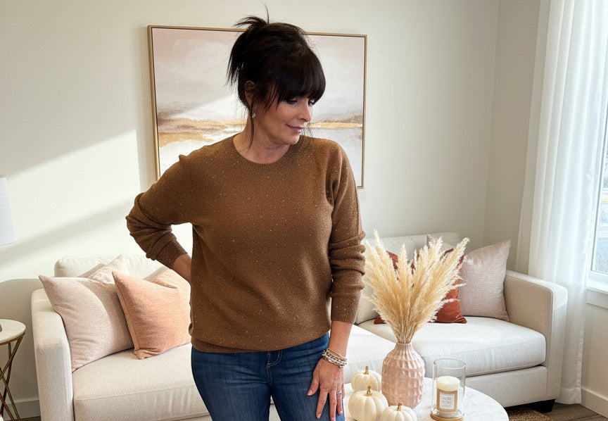 Chocolate Sparkle Crew Neck Sweater