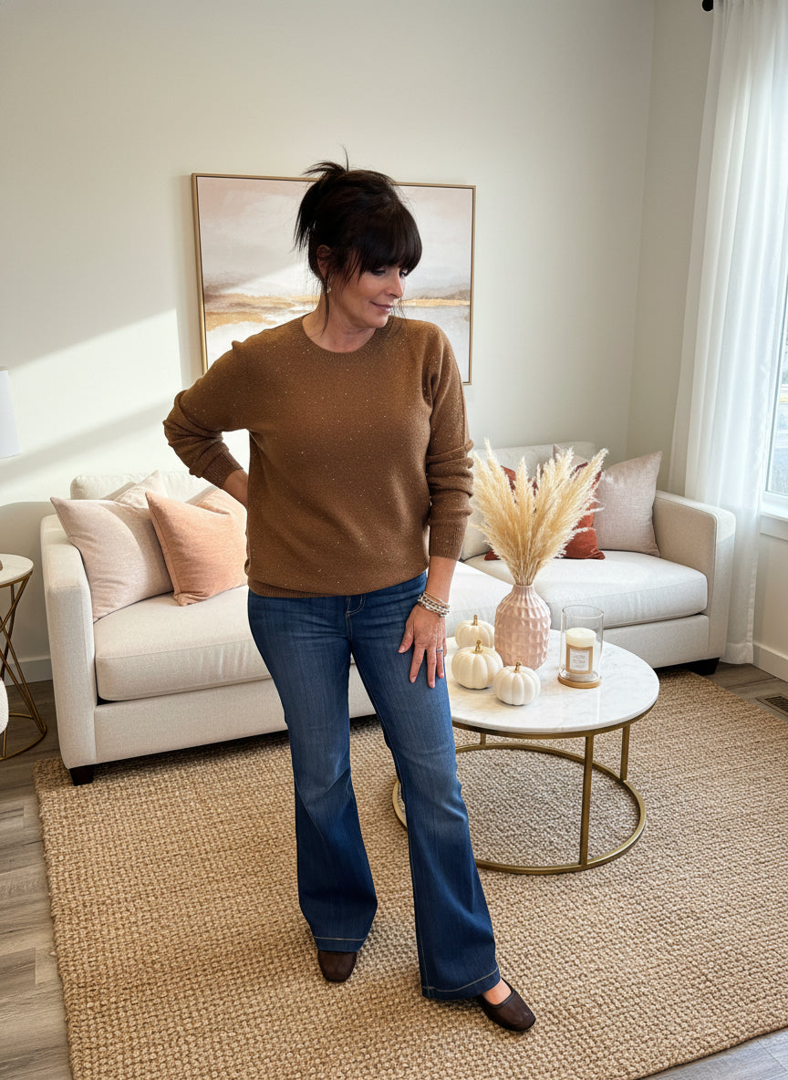 Chocolate Sparkle Crew Neck Sweater