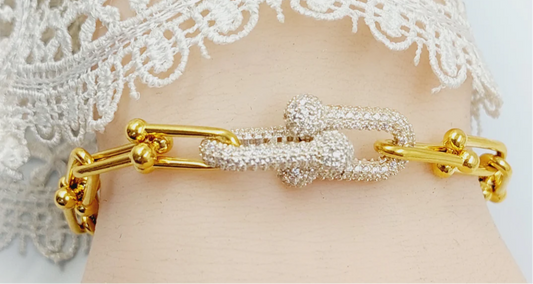 Gold Studded Paperclip Bracelet