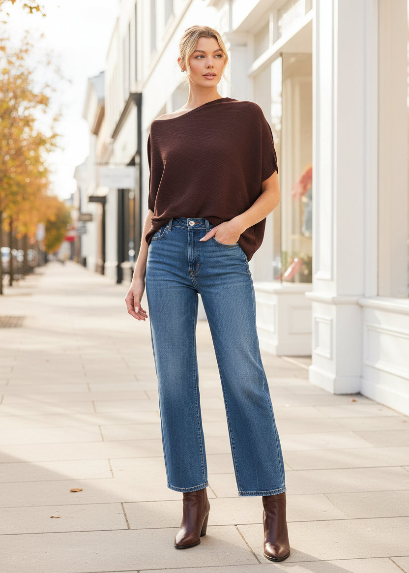 Chocolate Brown Asymmetrical Top