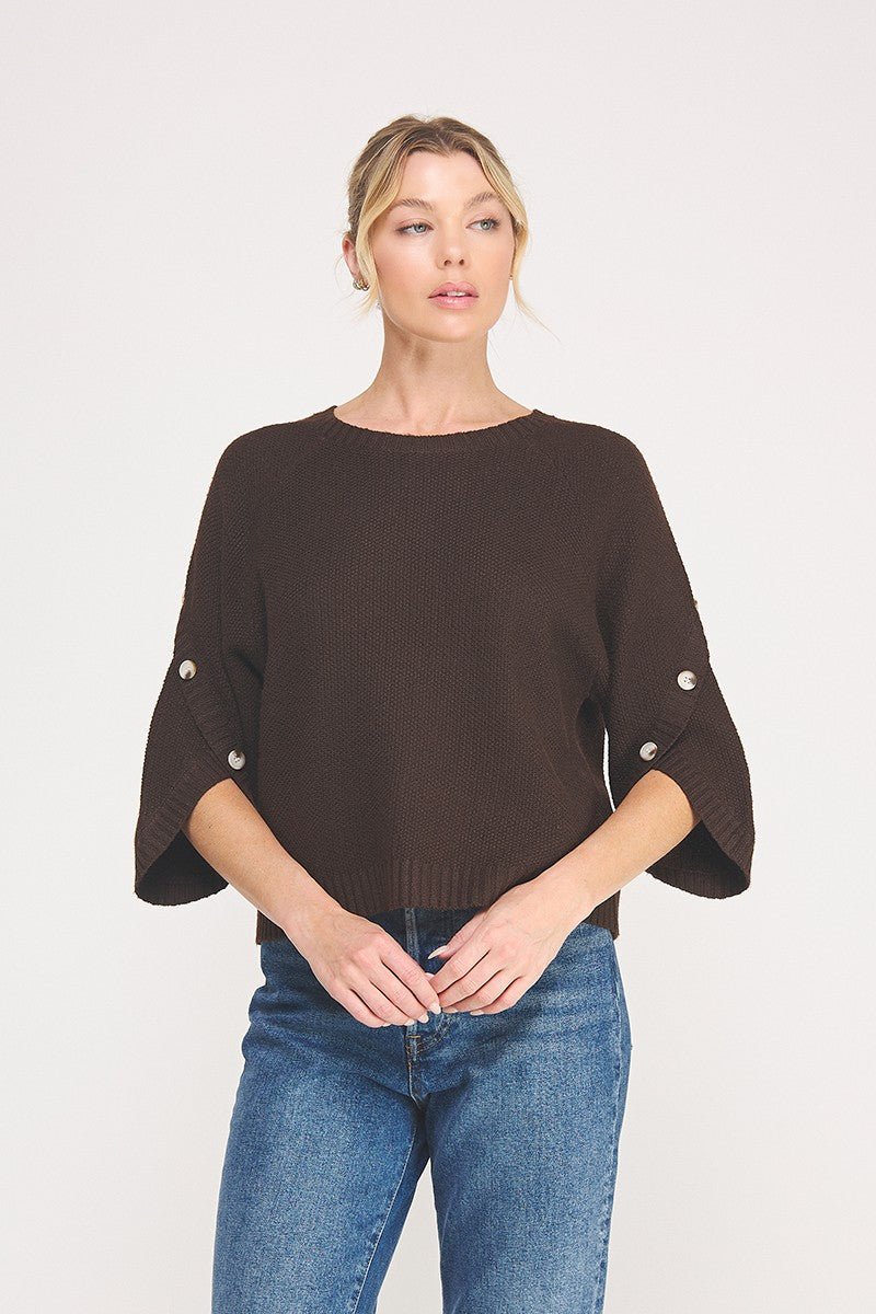 Chocolate Moss Stitch Relaxed Sweater
