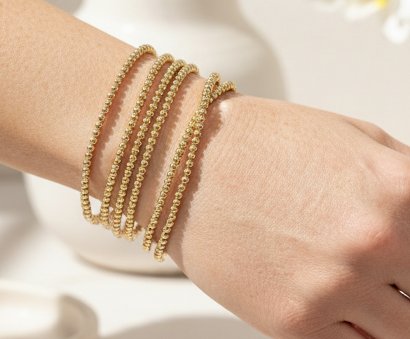 Tiny Gold Beaded Stretch Bracelet