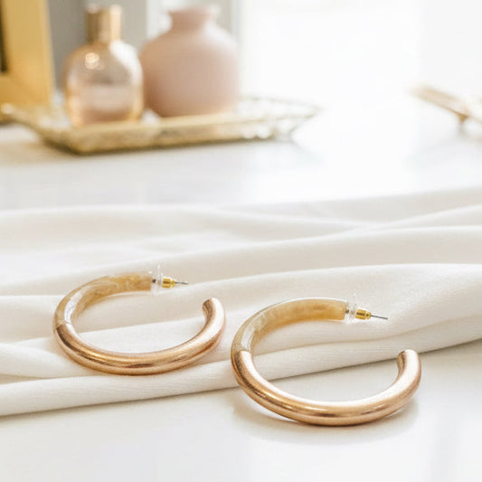 Natural Acrylic and Gold  Hoop Earring - Jolie Femme Boutique