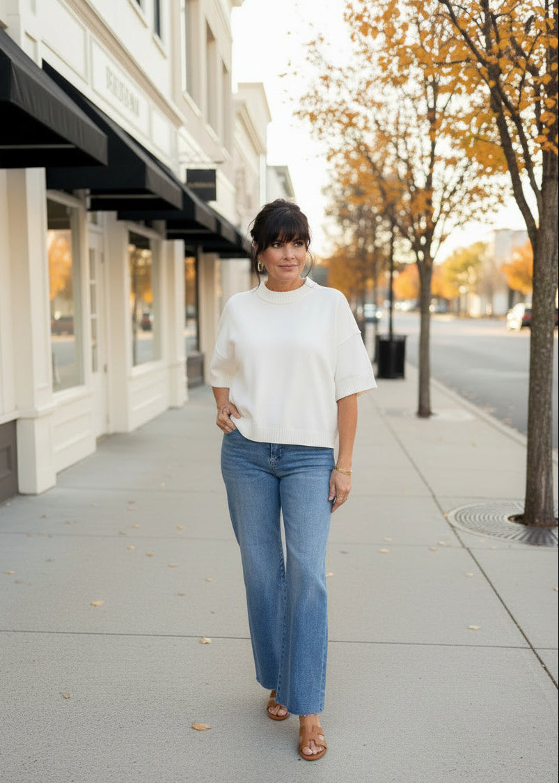 Ivory Raw Hem Top