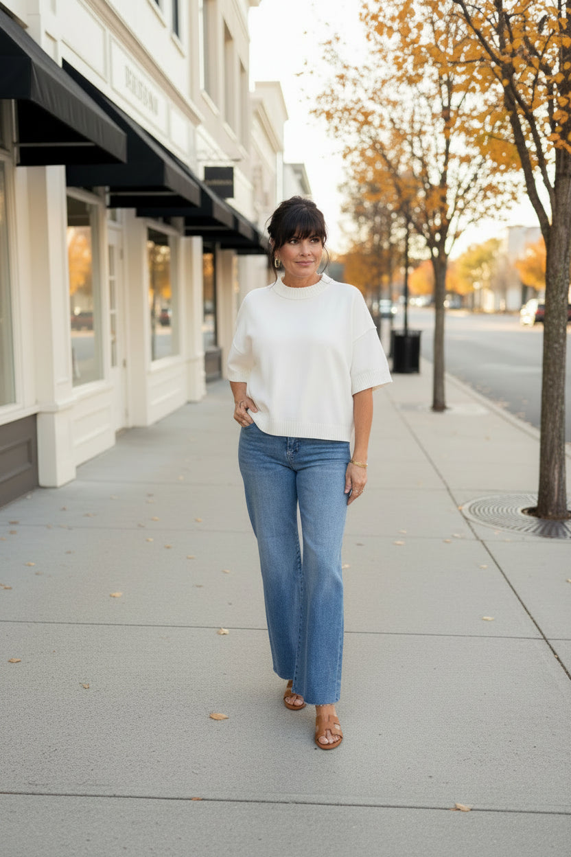 Ivory Raw Hem Top