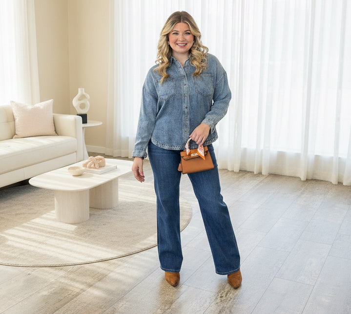 Washed Chambray Button Down Shirt