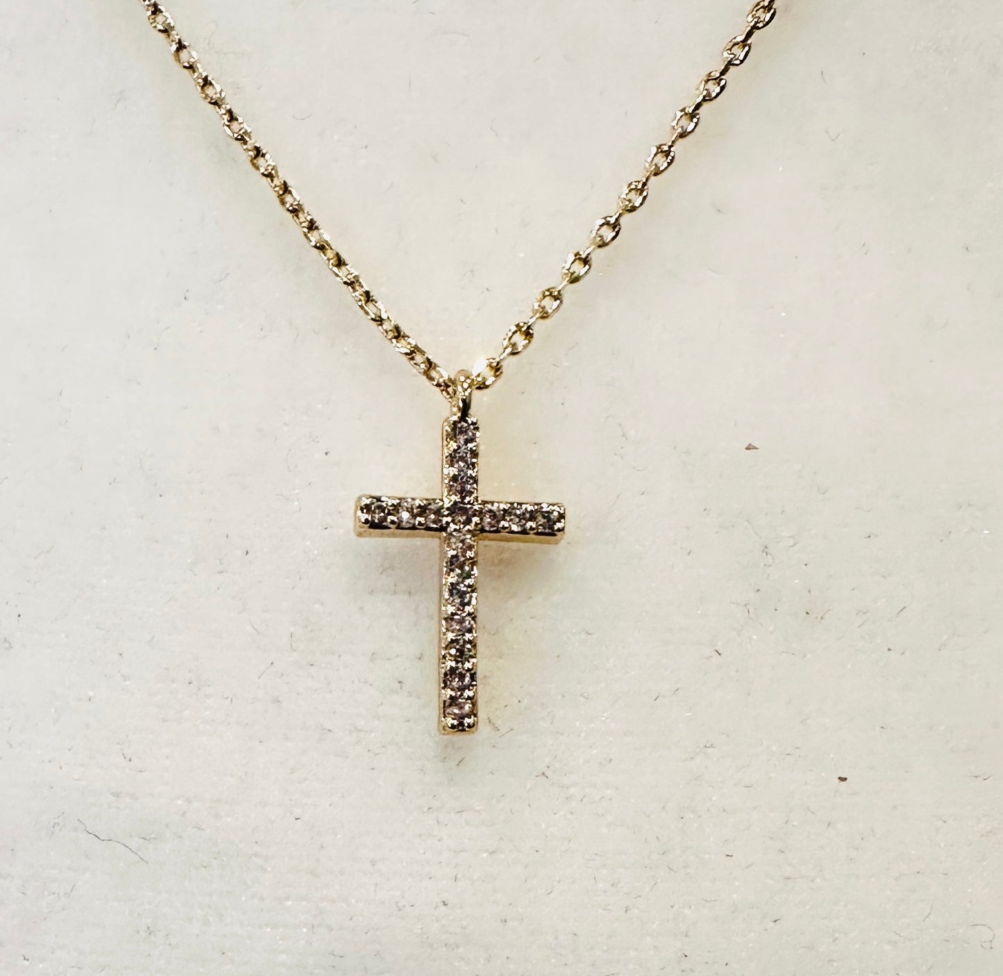 Mini Rhinestone Cross Necklace