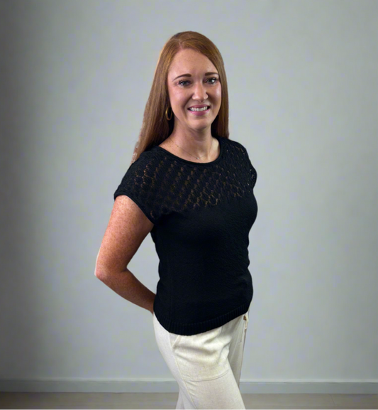 Eyelet Yoke Knit Top