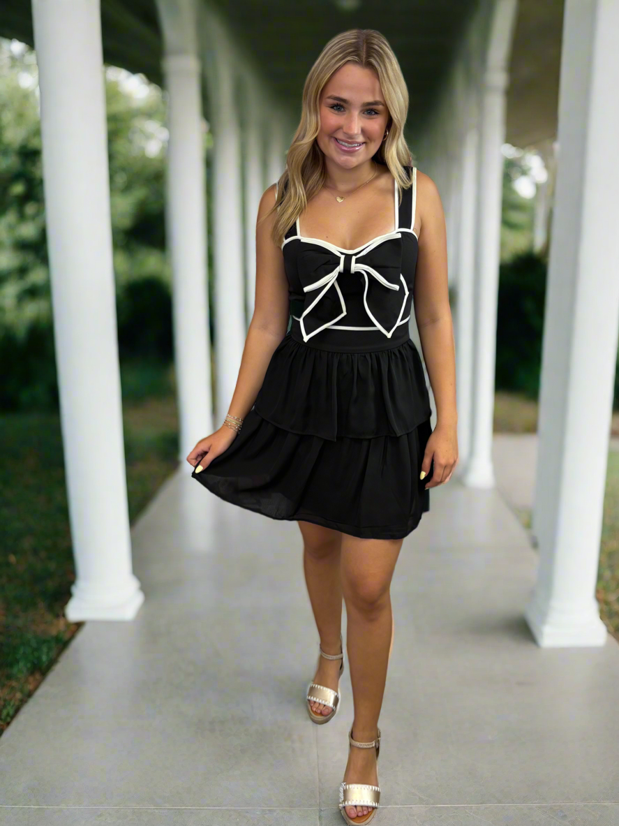 Fit & Flare Bow Detail Dress - Jolie Femme Boutique