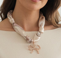 Knotted Scarf Necklace With Rhinestone Bow