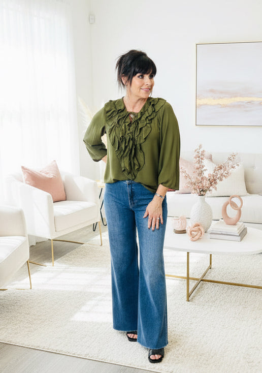 Olive Long Sleeve Top - Jolie Femme Boutique