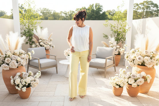 Soft Yellow Wide Leg Denim - Jolie Femme Boutique