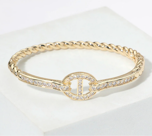 Rhinestone Rope Cuff Bracelet