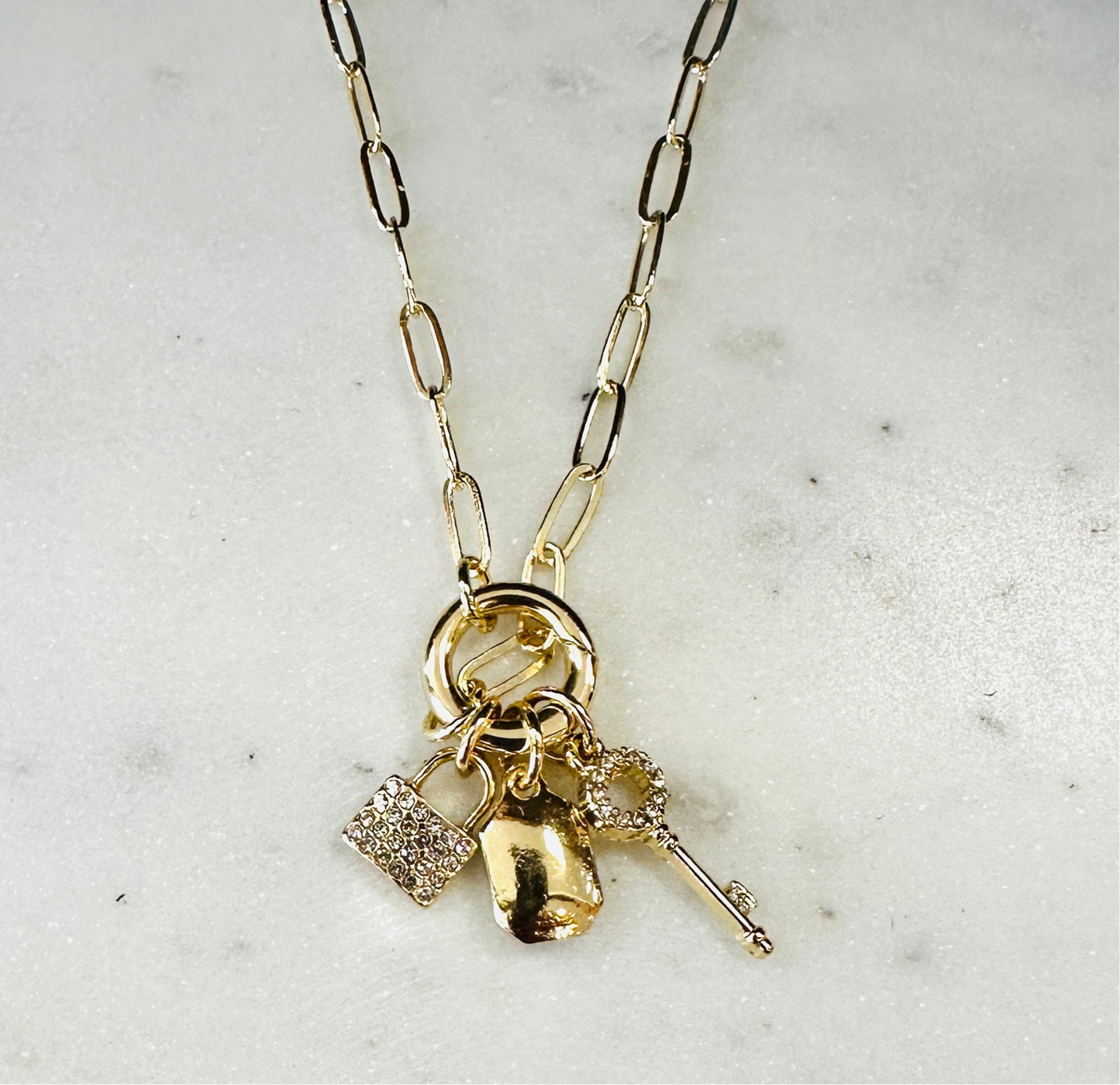 Gold Key Charm Necklace