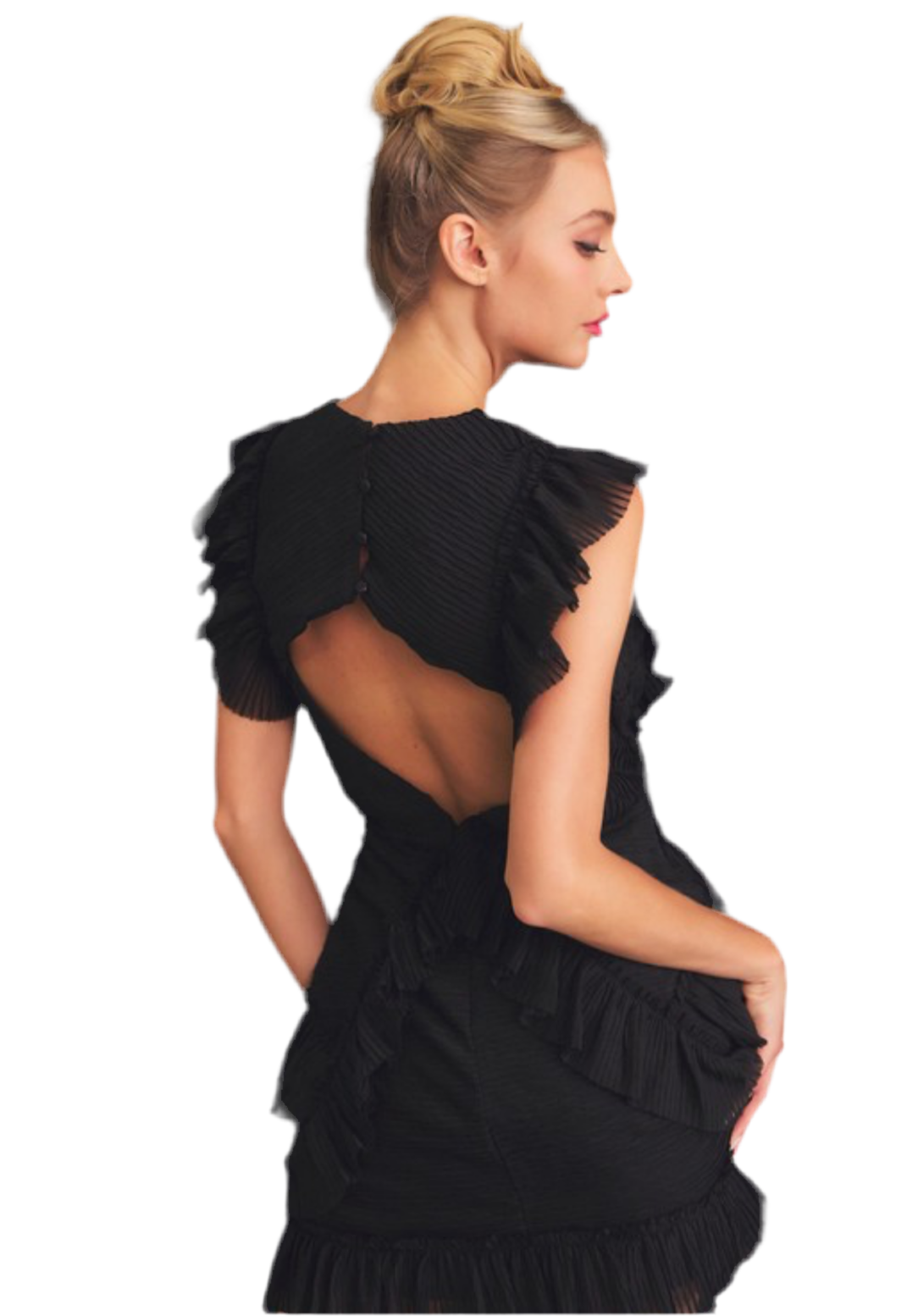 Ruffle and Cutout Back Detail Dress