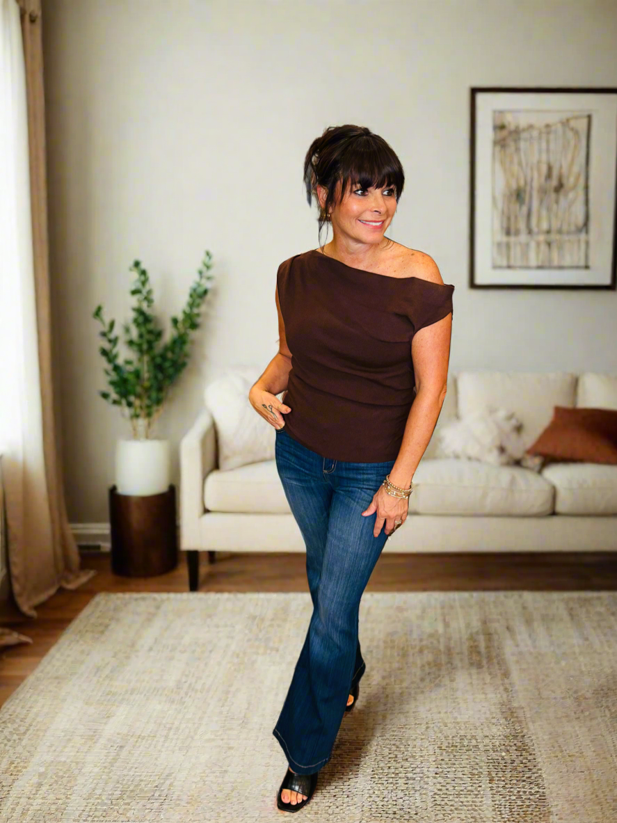 Dark Denim Mid Rise Flare - Jolie Femme Boutique