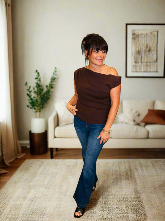Dark Denim Mid Rise Flare - Jolie Femme Boutique
