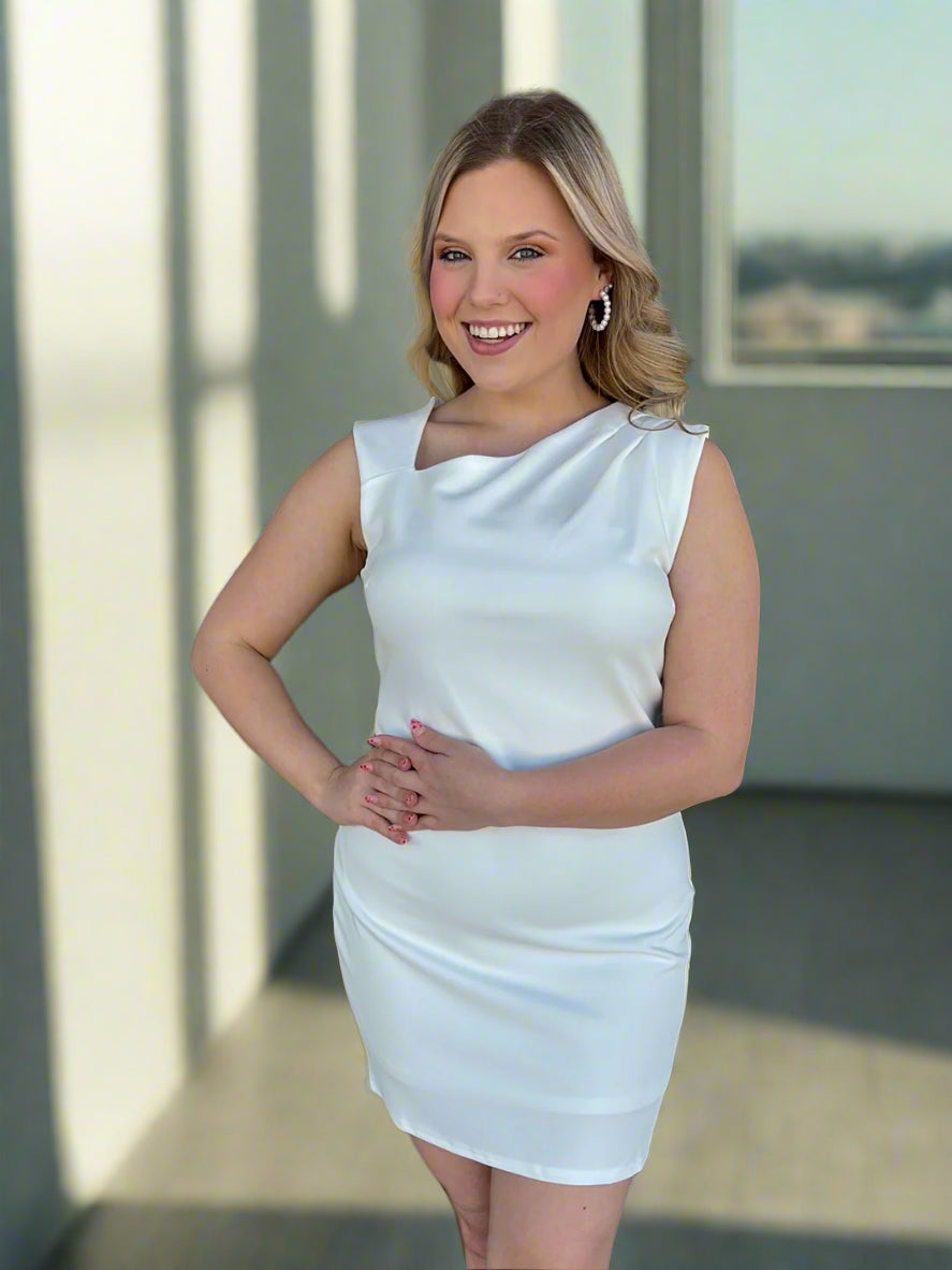 Sleeveless Asymmetrical Sheath Dress - Jolie Femme Boutique