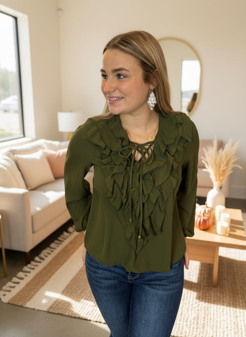 Olive Long Sleeve Top