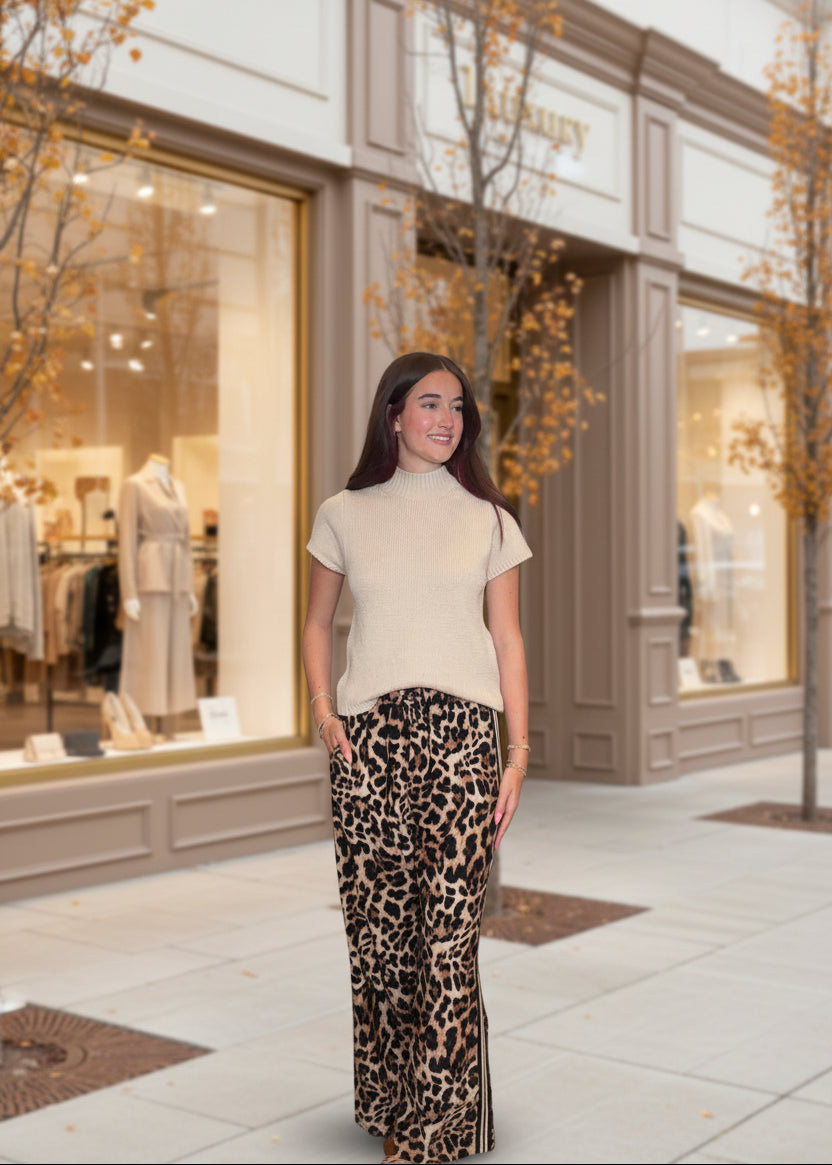Leopard Print Wide Leg Pants