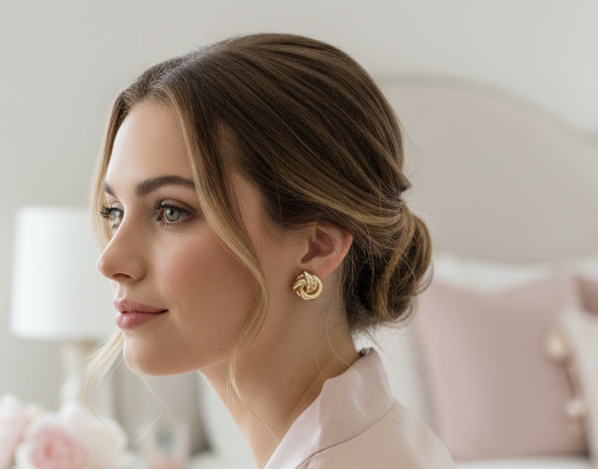 Gold Knotted Stud Earring - Jolie Femme Boutique