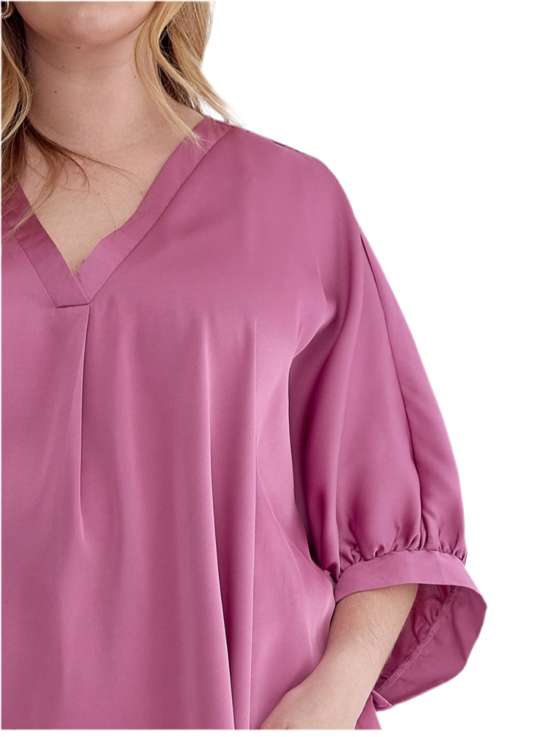 Plus Size Satin V-Neck Top