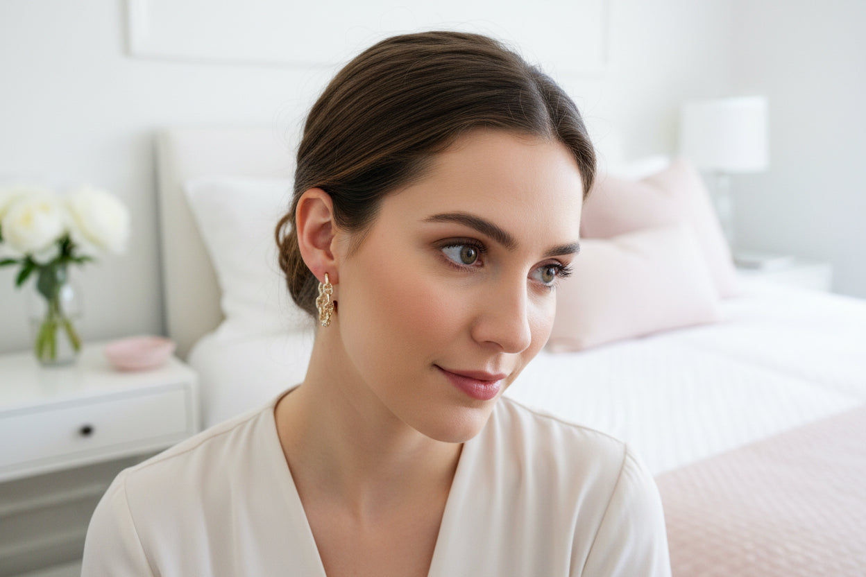 18K Gold Mariner Link Hoop Earring - Jolie Femme Boutique