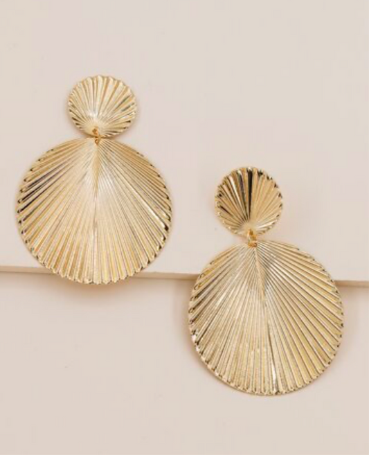 Ribbed Round Drop Earring