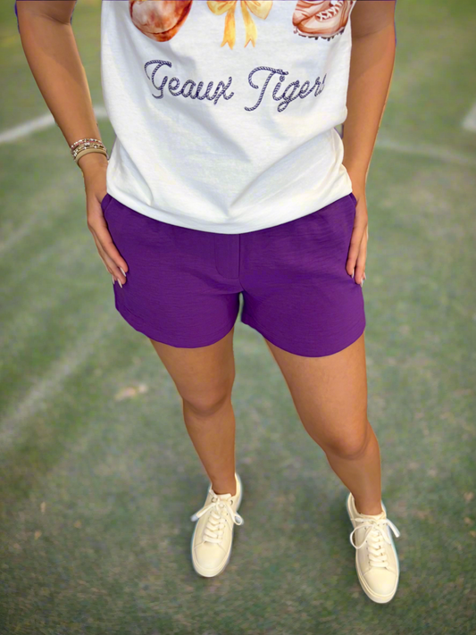 Purple High Waisted Short