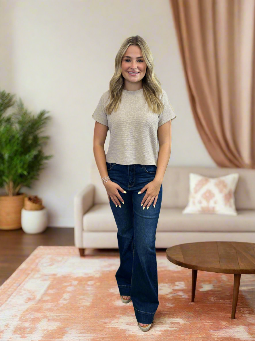 Risen Tummy Control Elastic Waist Flare Jean