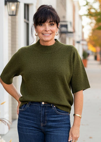 Olive Short Sleeve Sweater
