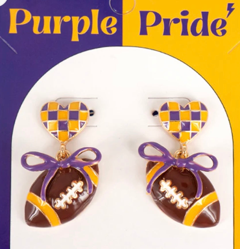 Purple Pride Heart & Bow Earring