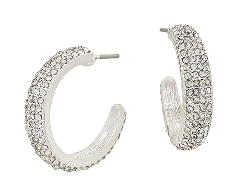 Silver Small Pave 1" Earring